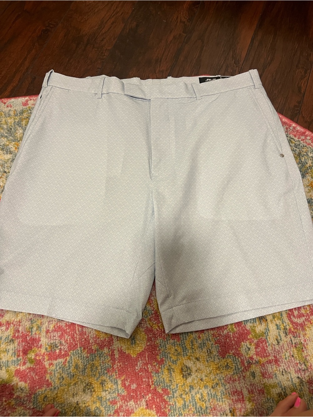 RLX Ralph Lauren Light Blue Micro-Pattern Flat Front Shorts